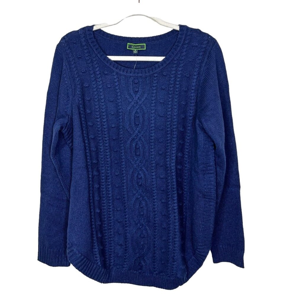 C. Wonder NWOT Sweater M Wool Blend Womens Blue Cable Knit Pullover Size Medium‎